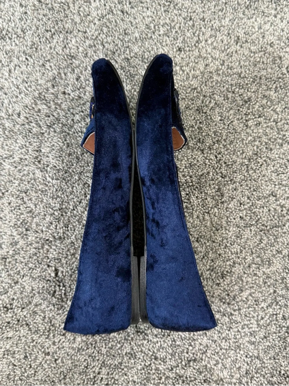 Pia Y Mila Blue Velvet Bee Embroidery Ballet Flats Whimsical Women’s 25.5 US 8.5